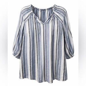 Lane Bryant Blue and White Striped Blouse